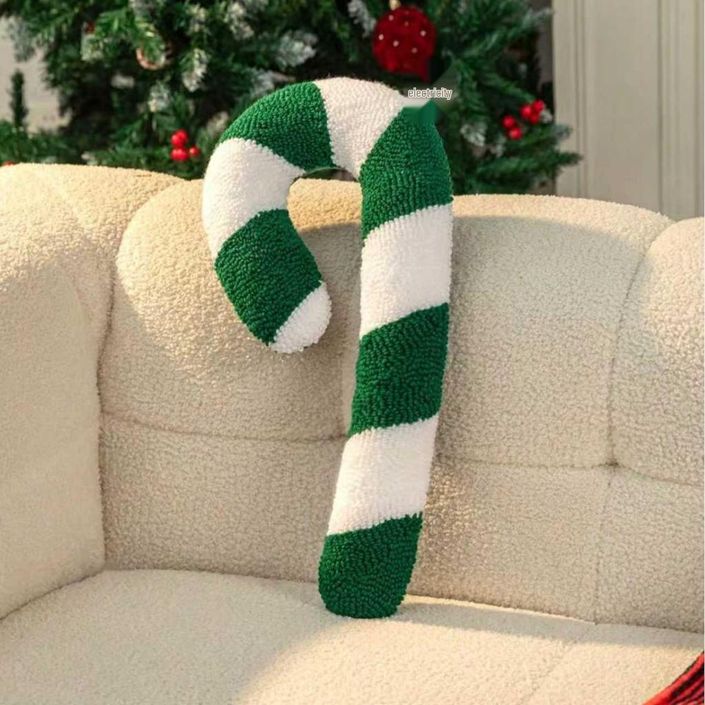 Nordic Christmas Snowflake Candy Embroidered Throw Pillow Cushion