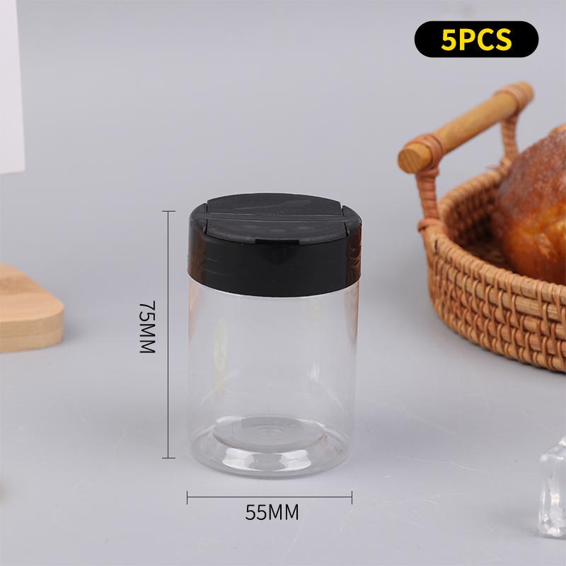 5/6 Pcs Durable Plastic Seasoning Jar, Portable Salt Cellar, Empty Pepper Shaker, Double Flip-Top Transparent Seasoning Jar