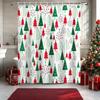 Christmas Tree Shower Curtain Green Red Xmas Trees Shower Curtains for Bathroom Decorations New Year Holiday Bathroom Curtain