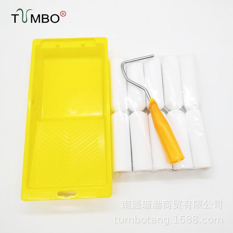 2 & 4 Paint Brush Set for Wood & Latex Paint with Tray, Touch-up & Repair, Seamless Finish 2-inch Sponge Head 10pcs + PP Hook 1pc + Tray 1pc