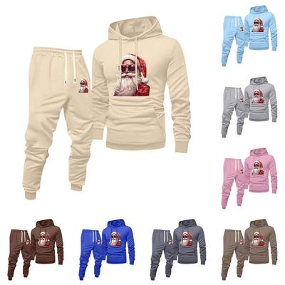 Herren Bedrucktes Kapuzensweatshirt und Sweatpants Lässiger Sportanzug