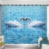 2Panel Swan Lake Swan Curtain Custom Curtains Simple Modern Bedroom Living Room Window Semi-blackout Short Curtain Grommet Top