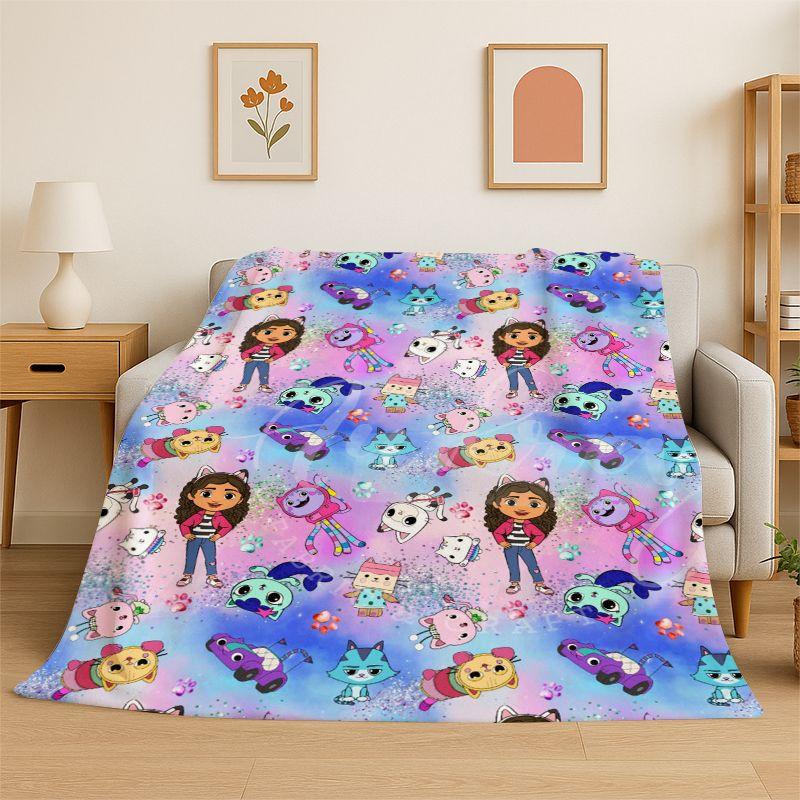 Süßes Gabi's Puppenhaus Cartoon Mädchen Weiche Flanell-Kuscheldecke, Warme Gemütliche Decke für Bett, Couch, Sofa, Schlafzimmer, Wohnzimmer, Picknick