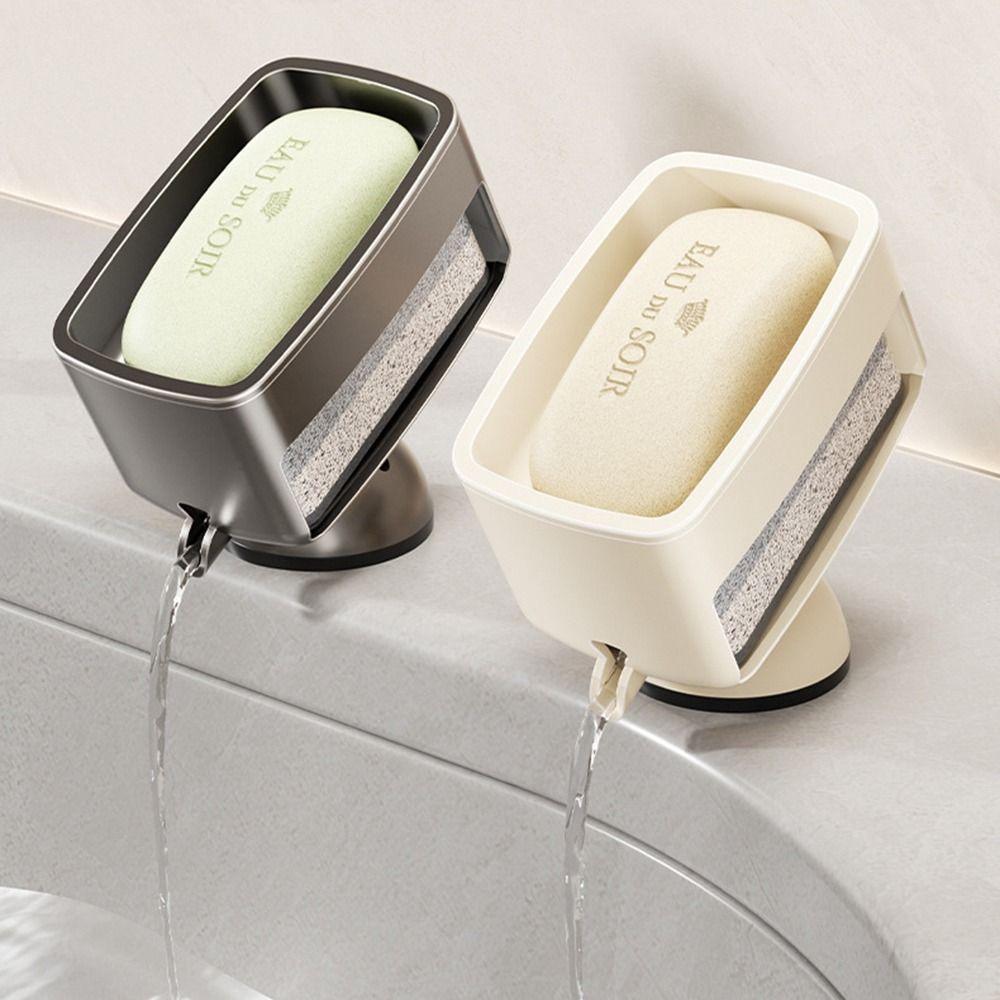 Self-Draining Portable Soap Dish Portable Bathroom Soap Container Suction Cup Soap Holder  Sink