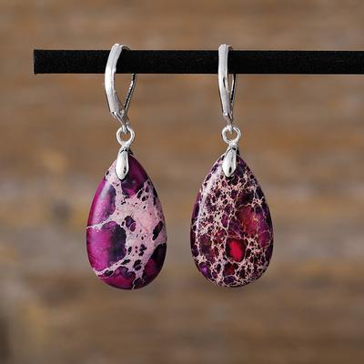 BLINGBAY Women's Vintage Purple Stone Drop Earrings Bohemian Teardrop Dangle Jewelry Gift for Party Wedding