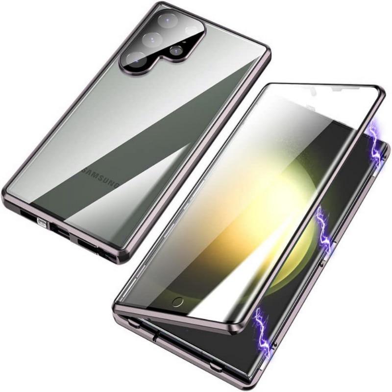 Suitable for Samsung S25ultra Magneto Mobile Phone Case Bright Metal Magnetic High Definition Anti Peeping Snap Protection Glasses Anti Fall