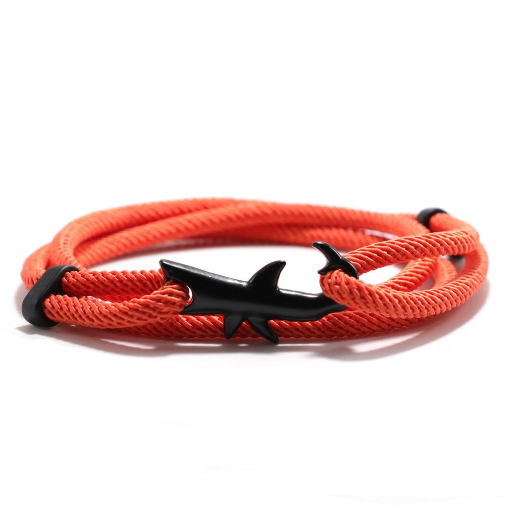 Sea Animal Shark Bracelet Men Women Multilayer Adjustable Survival Braclet Beach Jewelry Gift For Lover Good Luck Red Braslet