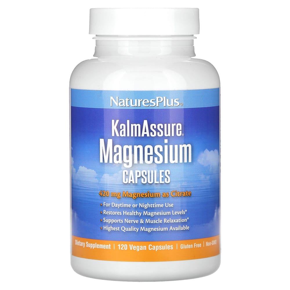 Nature's Plus KalmAssure Magnesium 420mg Veggie Capsules, 120 Count (105mg Magnesium per Capsule)