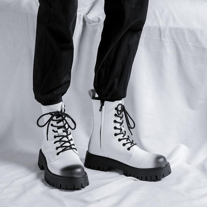 2024New High Quality Fashion High Top Men Outdoor Boots Luxury Brand Antiskid Thick Bottom Ankle Boot Casual Leather Basic Boots