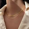 Doppellagiges stapelbares Schlüsselbein-Ketten-Halsketten-Set - Leichter Luxus Titanstahl Schmuck für Damen