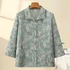 Women's Floral Print 3/4 Sleeve Loose Blouse