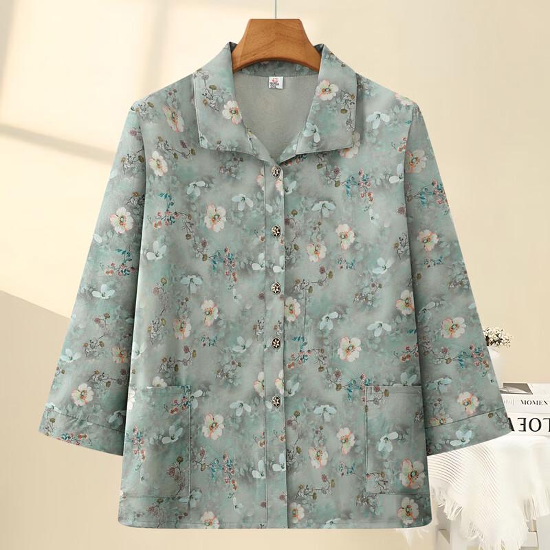 Women's Floral Print 3/4 Sleeve Loose Blouse