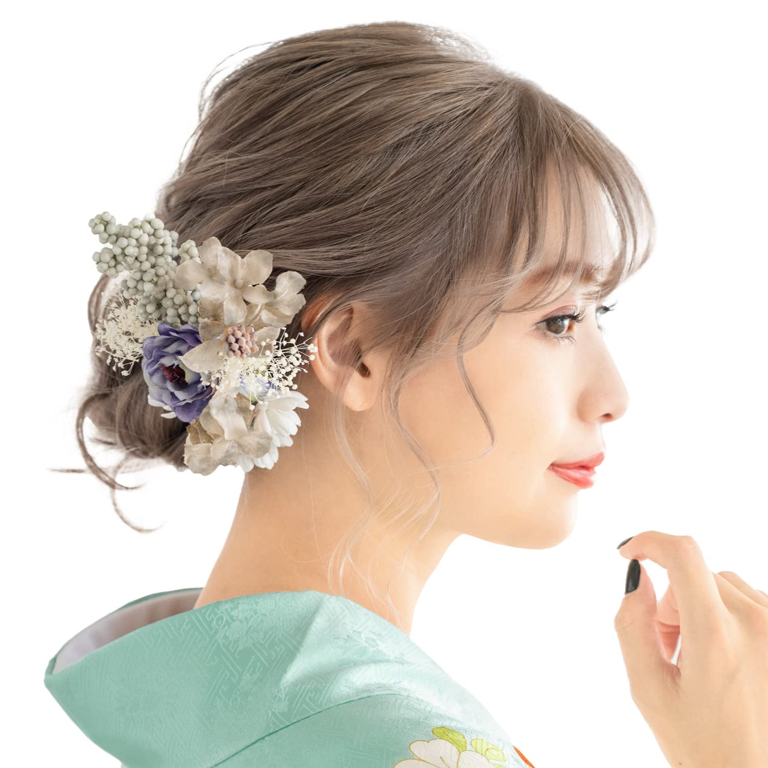 

Soubien Ceremony Hair Ornament Set of Perfect for Furisode and Graduation and Dried Gypsophila and D Purple Coming-of-Age 2, Ceremonies, Hakama,