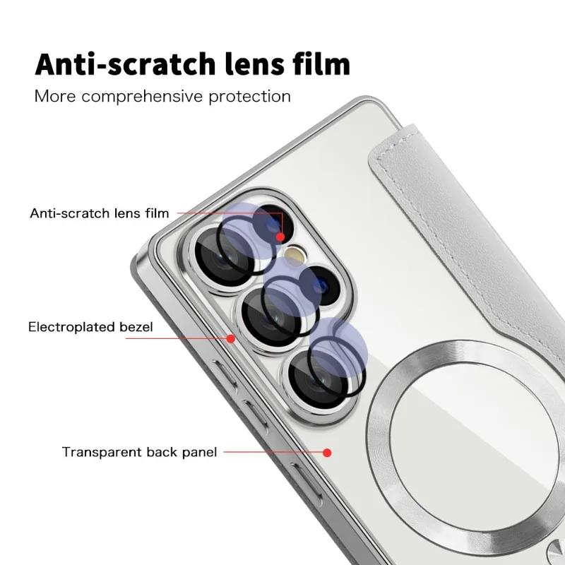 Card Holder Magnetic Leather Case for Samsung Galaxy S25 Ultra S24 Plus S23 FE S22 5G Wireless Charging Shockproof Flip Cover
