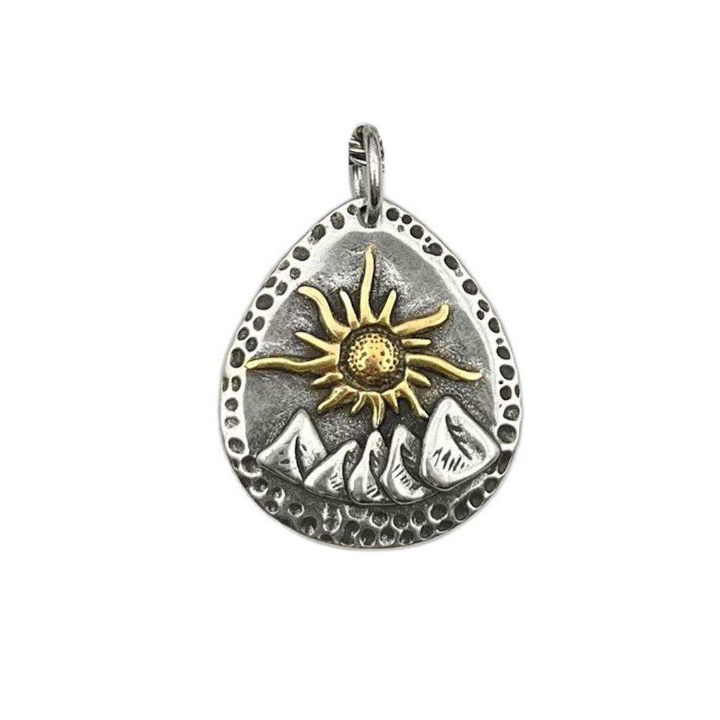 Retro Morning and Evening Sun and Moon Necklace Men's Trendy Hip-hop Style Clavicle Chain Fashion Geometric Pendant