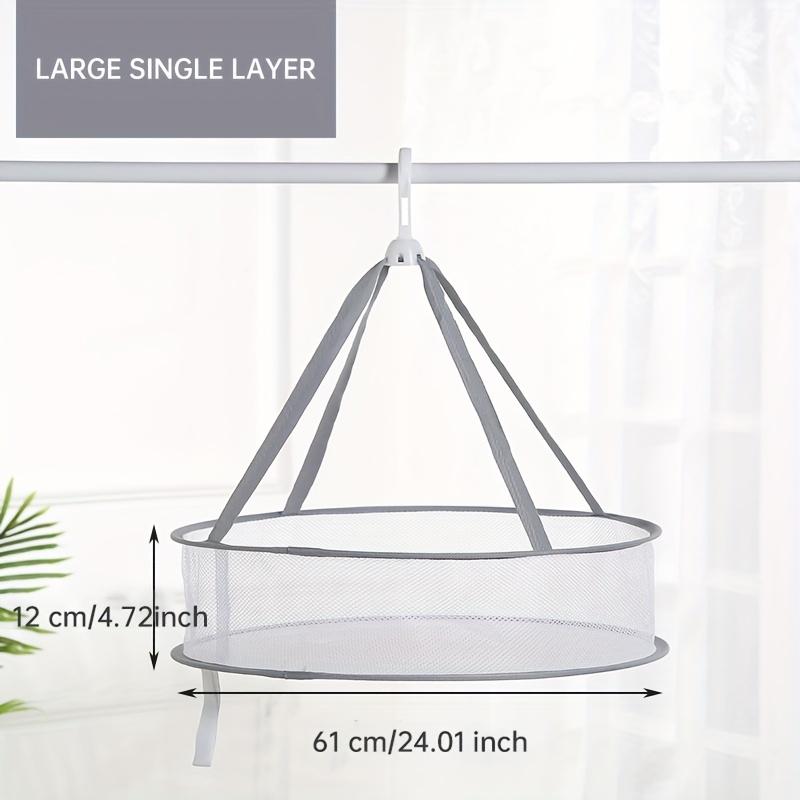 1/2 Layer Clothes Dryer Basket With Hanging Hook Fine Mesh Polyester Household Towels Foldable Baby Sweater Drying Rack For Home