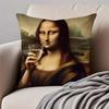 Creative Abstract Funny Art M-Mona Lisa Cushion Cover Pillowcase Anti-Dustmite Invisible Zipper Short Plush Sofa Cushion