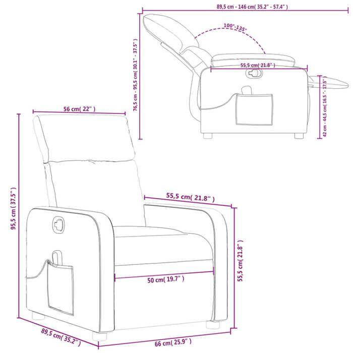 VidaXL Fauteuil de Massage Inclinable, Chaise avec Repose-pieds, Siège avec Dossier et Accoudoirs Salle de Séjour, Moderne, 374193