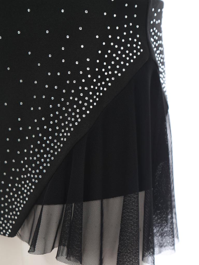 Dámská cheerleadingová kostýmová sada Crop top s dlouhým rukávem Sukně Kamínky Taneční oblečení Vystoupení