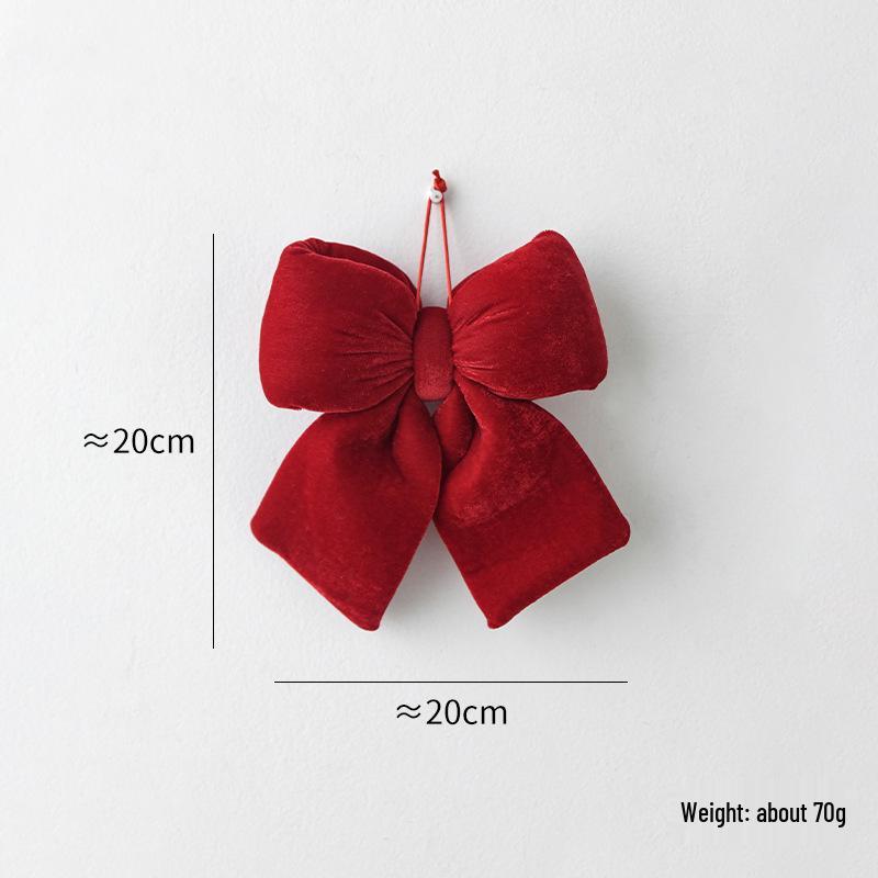 Large Red Velvet 3D Christmas Bow Pendant Ornament