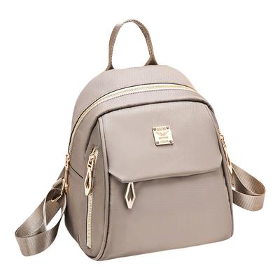 Mochila Feminina Pequena Impermeável e Leve de Nylon BellStack, Repelente à Água, Mini Mochila Estilosa (Bege)