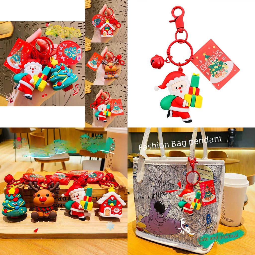 Festive Santa Claus Keychain Charming Silicone Christmas Ornament Ideal Party Favor
