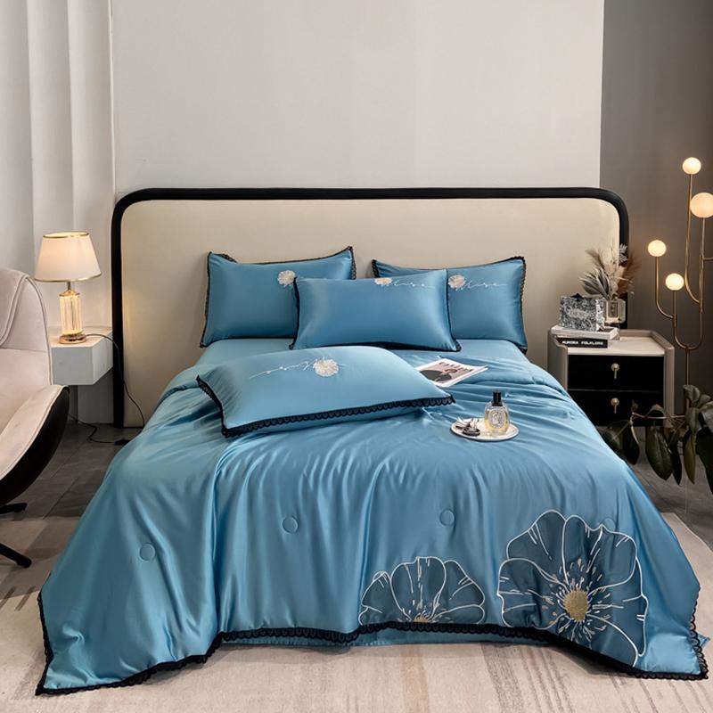 

Новый комплект одеял с цветочной вышивкой на весну и лето, высококачественное дышащее охлаждающее одеяло, комплект 4/3/1 шт., комплект дышащих летних одеял 150x200cm only 1 pcs