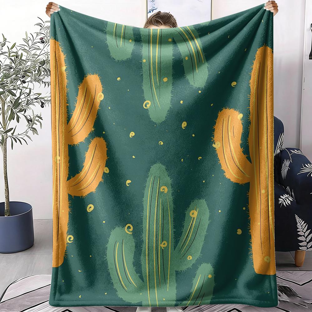 Cactus Throw Soft Flannel AC Blanket Lightweight Summer Nap Throw Cozy Blanket for Sofa Bed Travel Home