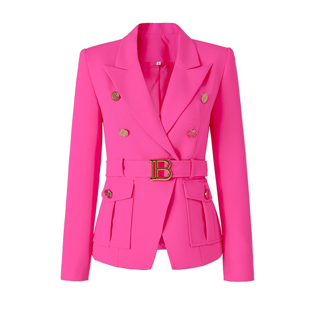 Classic Style Office Women Pocket Blazers with Blet