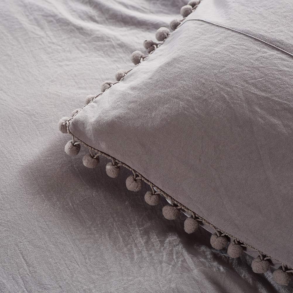 Cute Bedding Set with Duvet Fitted and Suitable for Western and Japanese Style Single 3-Piece Pom-Poms, Cover, Sheet, Pillowcases, Beds, Washable,