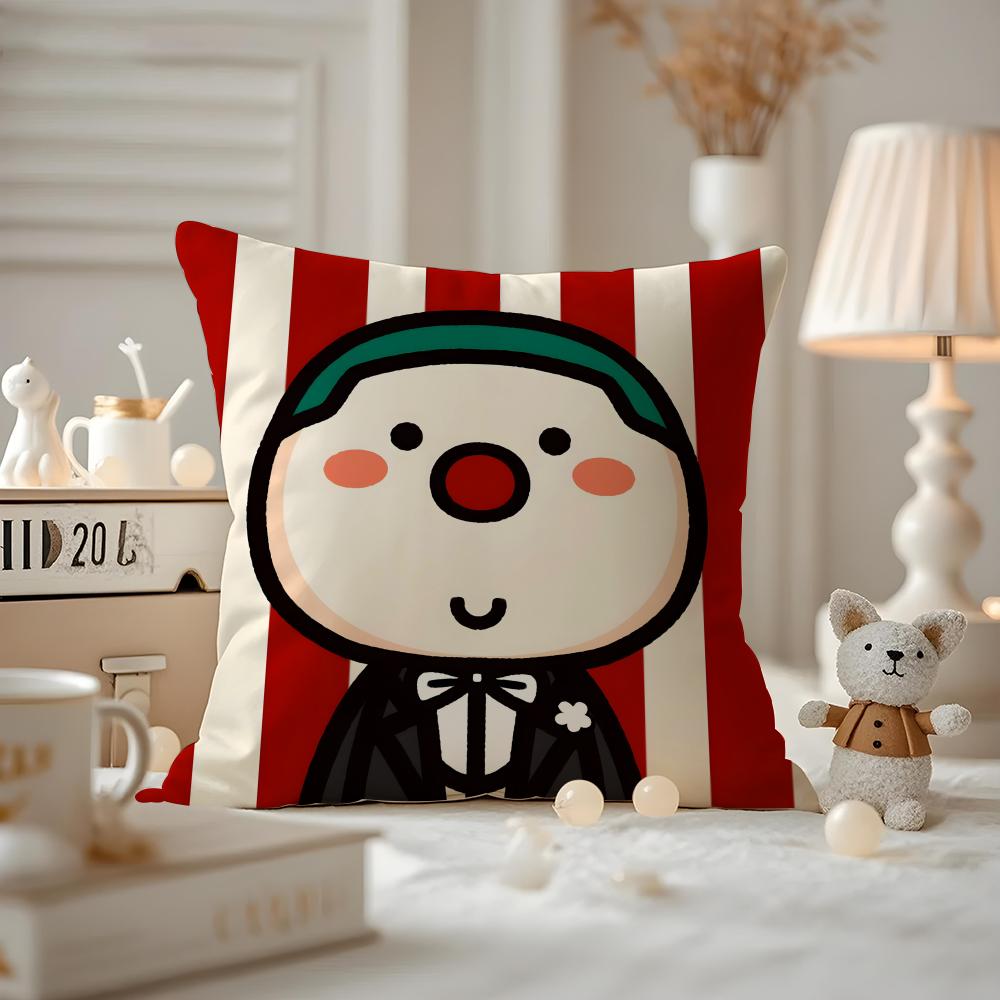 Cute Cartoon Couple Cushion Cover Anti-dustmite Pillowcase Invisible Zipper Silky Short Plush Sofa Cushion Cover