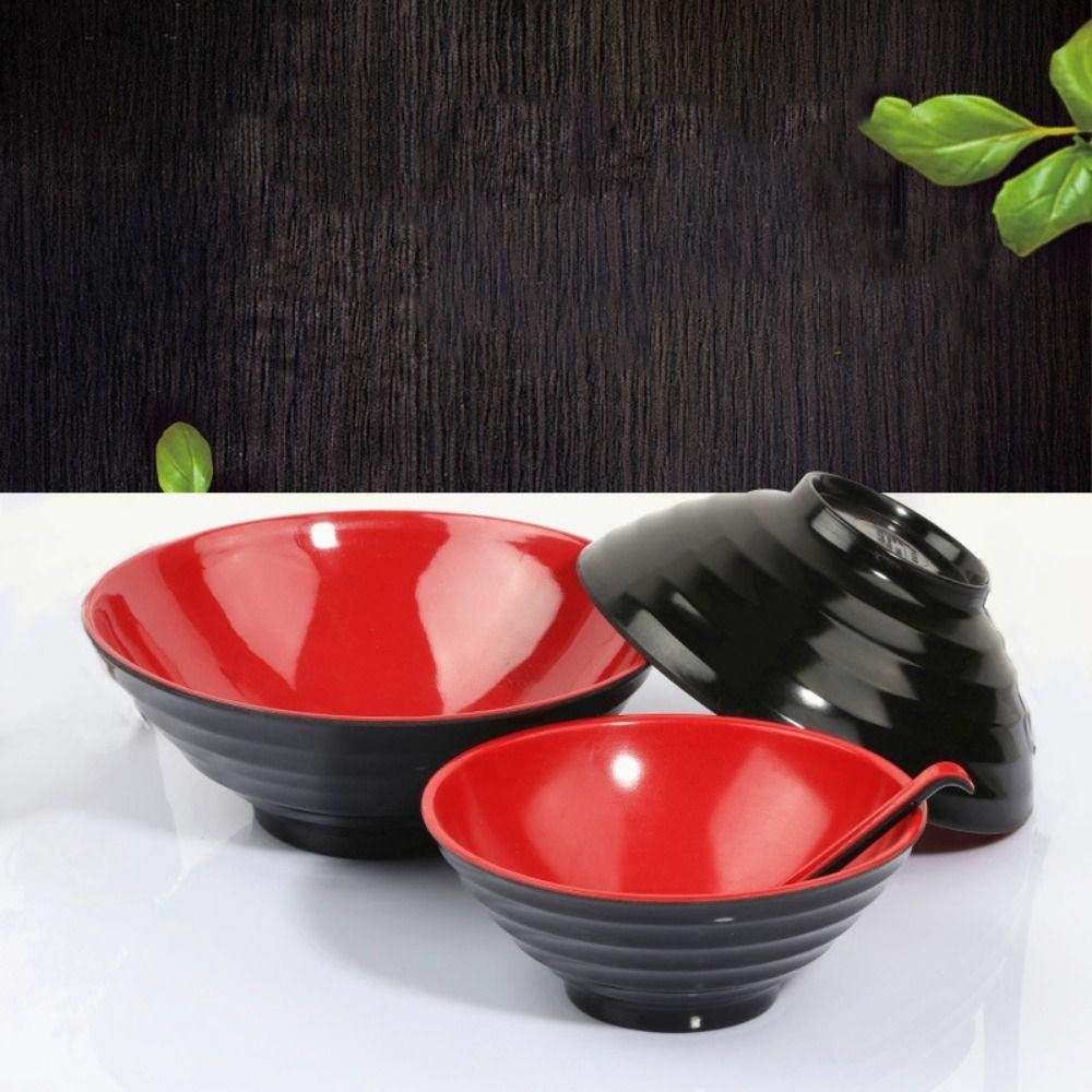 Red and Black Ramen Bowl Melamine Soup Bowl Tableware Fruit Salad Bowl  Commercial