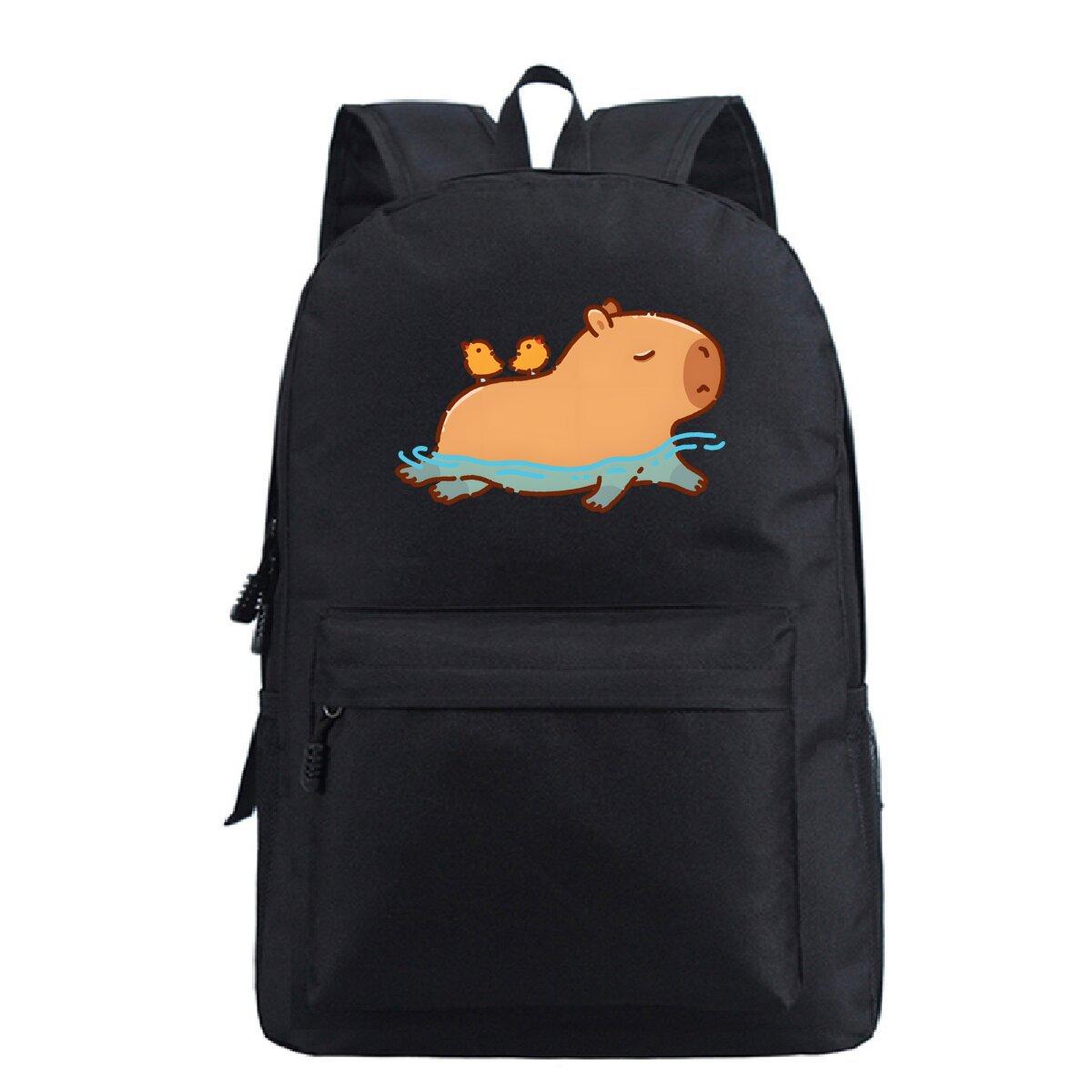 

Милый рюкзак с принтом капибары, студенческий школьный рюкзак для отдыха и путешествий, большой вместимости No Specification