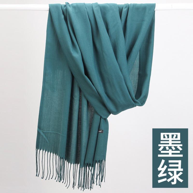 Autumn and winter new cashmere scarf women's thickened fringed warm pulled solid color bright red scarf shawl
