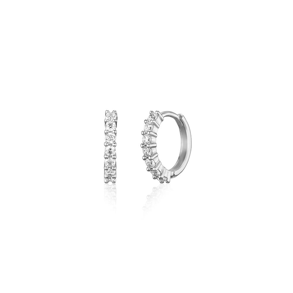 Lunne Silver 925 Shining 4-Prong One-Touch Earrings #Lse88