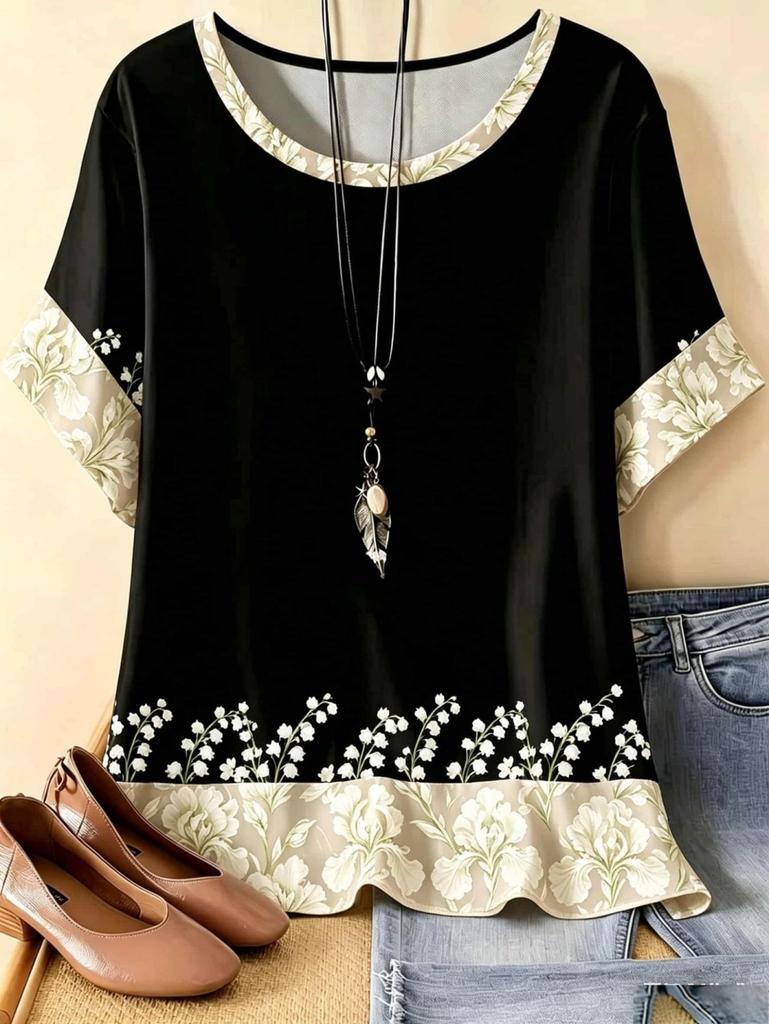 Vintage Paisley Graphics Women's Short Sleeve T-Shirt Ethnic Style O-Neck Y2k 3D Printed Top Tees Summer Loose Women's Clothing