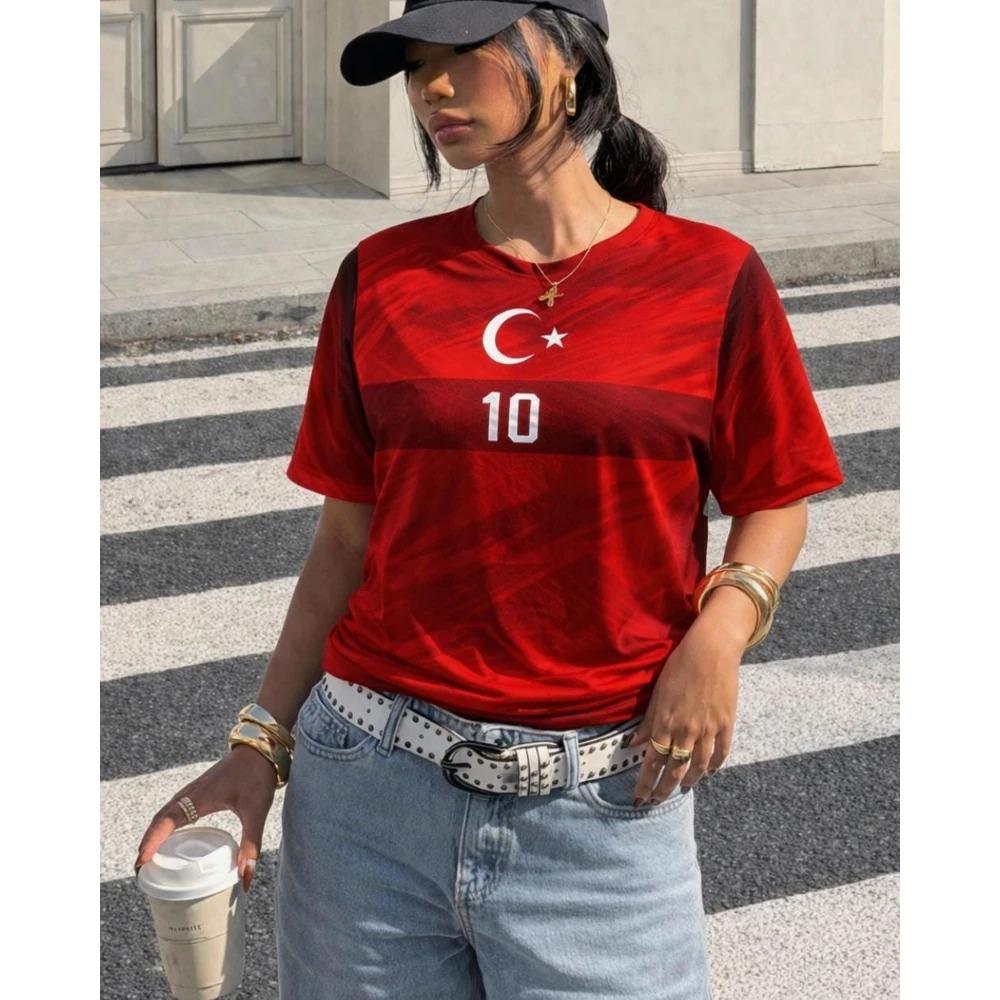 2026 Estate Turchia Stampa 3D Sport all'Aperto Traspirante Manica Corta Top da Allenamento Calcio Unisex Casual Top Magliette