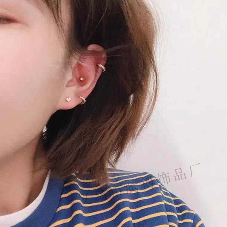 Zircon Korean-Style Diamond Ear Cuffs & Hoop Studs