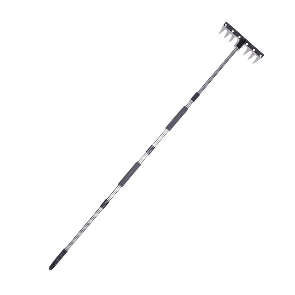 Heavy Duty Iron Weeding Rake with Long Handle Garden Weed Rake Tool for Removing Weeds Loosening Soil Cleaning Flower