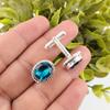 Natural Apatite Gemstone 925 Sterling Silver Handmade Men Suit Cufflinks 0.6" CL-1-2