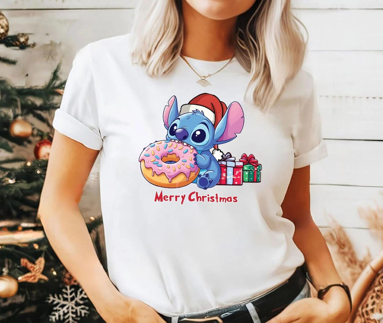 2024 Christmas unisex tshirt,Night before Christmas family party, Stitch santa L