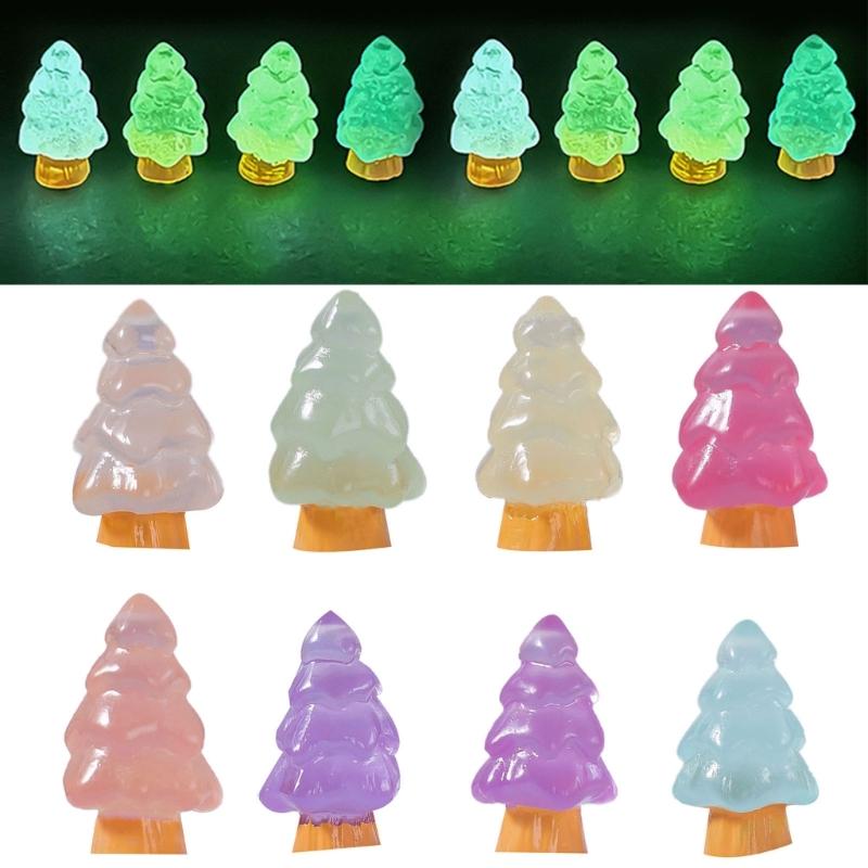 10 Pcs Microlandschaft Miniature Christmas Tree Decorations Snow Landscape Accessories Resin Crafts Luminous Ornaments