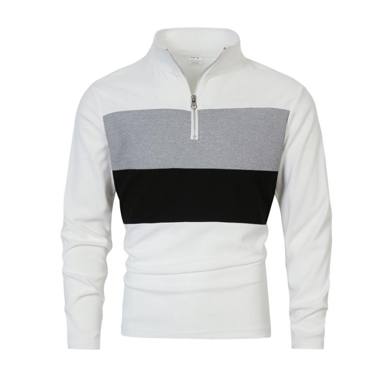 New Retro Men's Zipper Long-sleeved POLO Shirt Trendy Design and Temperament High-end Pullover
