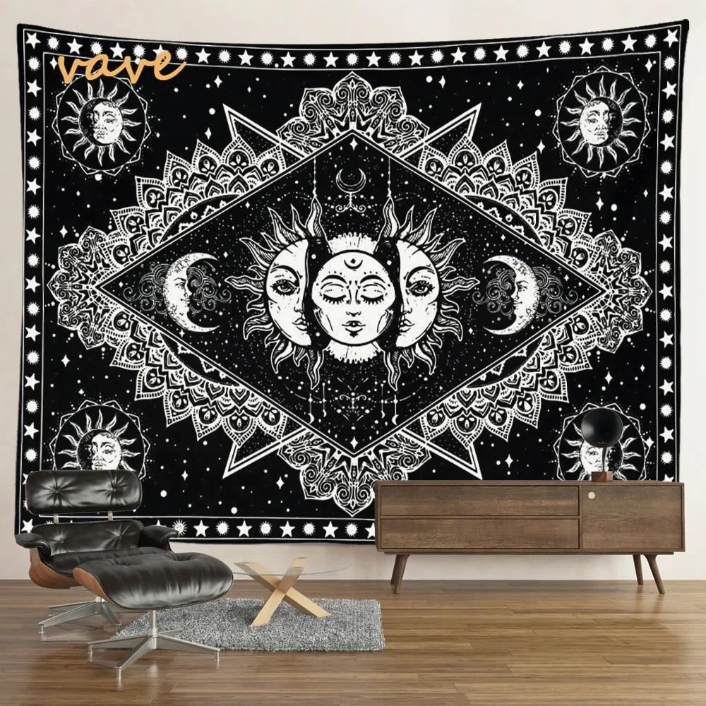 VIKAMA Mysterious Tarot Tapestry Sun Moon Mandala Wall Hanging for Meditation Witchcraft Altar Bohemian Home Decoration