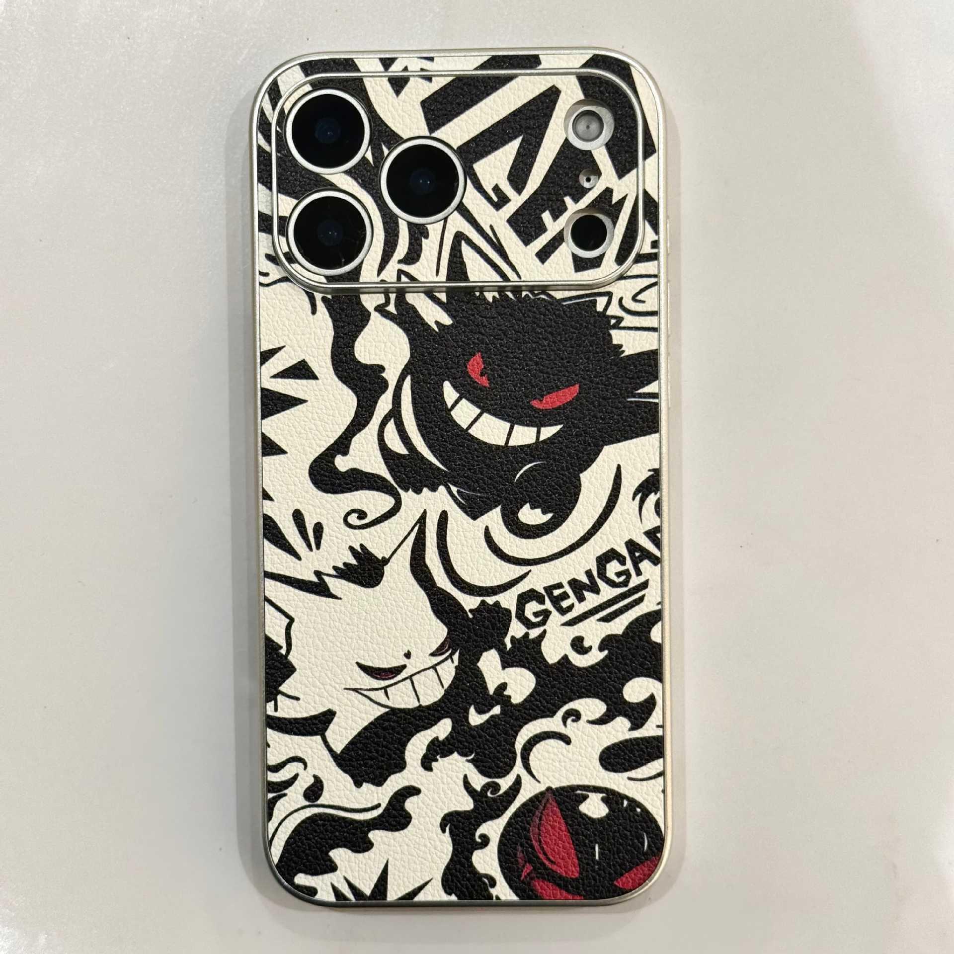 

Devil Gengar iPhone 17 Case: Magnetic Leather Texture for 14/15/16/ProMax, Advanced Anti-Drop Protection iPhone 16 Pro