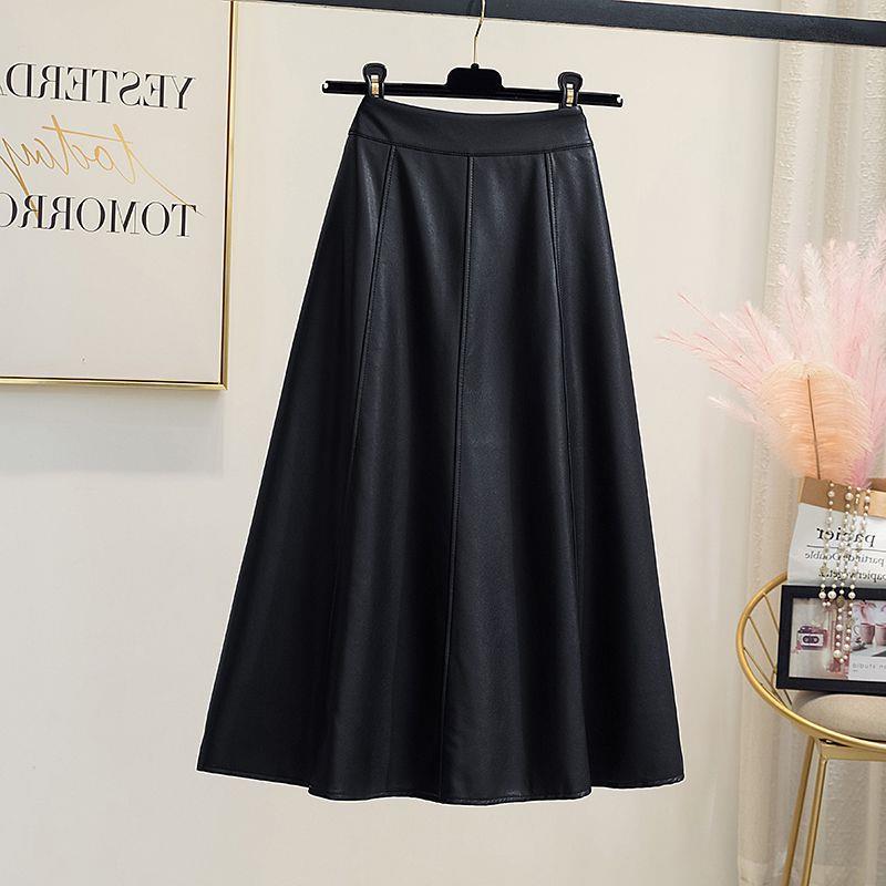 

Шикарная миди-юбка А-силуэта из искусственной кожи для женщин - Коллекция весна-осень 2023 в корейском стиле Small