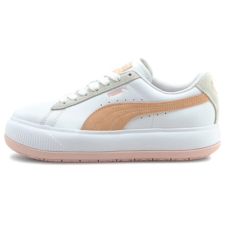 Puma Suede Mayu Thick Sole Wraparound Shock Absorption Wear-Resistant Lightweight Breathable Low-Top Skate Shoes Women Sneaker White Orange 382581-03