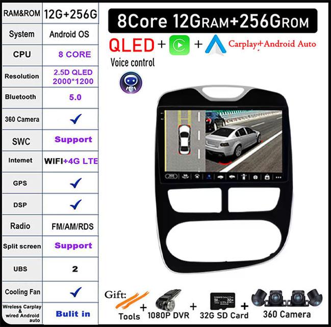 10" For Renault Clio 4 2012-2016 Carplay Car RadioMultimedia Video Player Android Auto 4G WFIGPSNavigation DSP Stereo BT