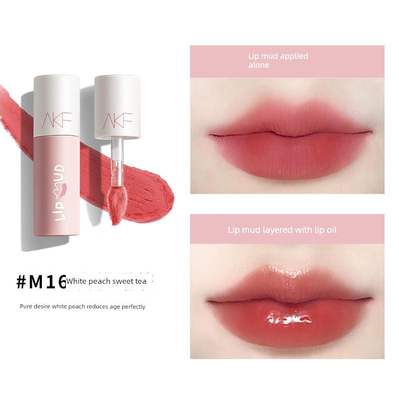 Akf Lip Mud Lip Glaze Lipstick Matte Matte Finish M17 Waterproof Long-Lasting Non-Stick Cup M07 Niche Affordable Natural Look Brightening