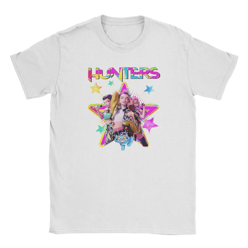 Huntrix Mädchen Kpop Dämonenjäger Baumwoll T-Shirt Für Männer Sommer Vintage T-Shirts O-Ausschnitt Hip Hop Tees Übergröße Druck Kleidung